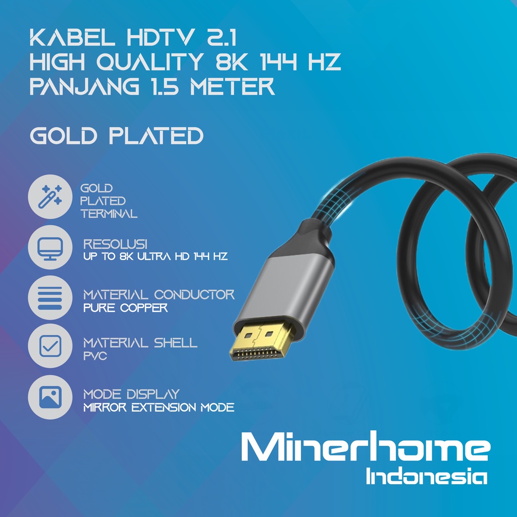 Kabel HDMI 2.1 High Quality 8K 144Hz UHD FHD Gold Plated