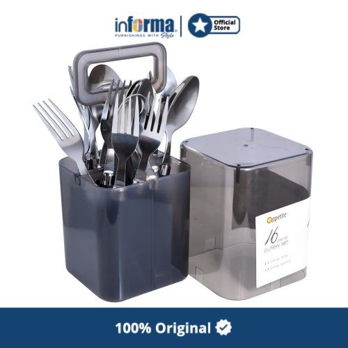 Terlaris Informa - Appetite Set 16 Pcs Hugo Alat Makan - Hitam