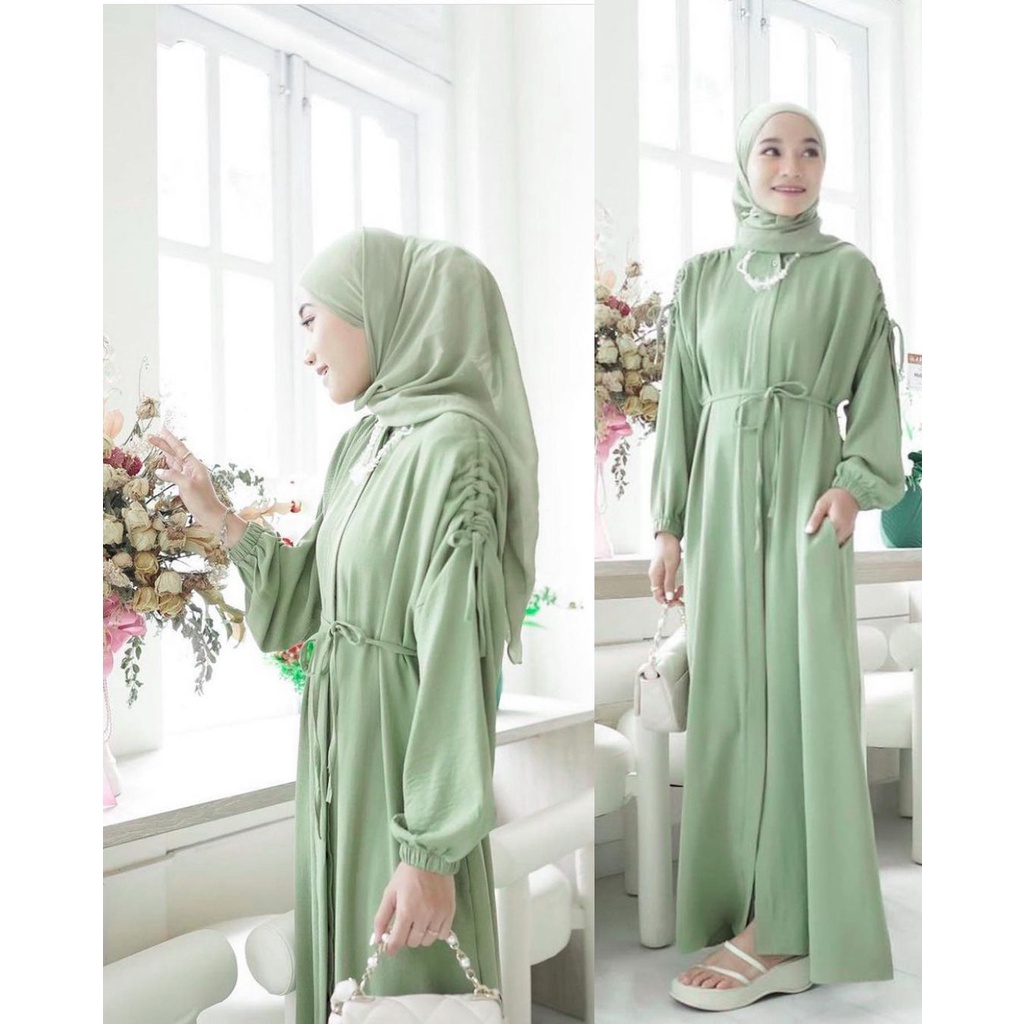 Larisa Dress Gamis Crinkle Terbaru 2023 Premium Jumbo / Dress Wanita Crinkle Baju kondangan Wanita M