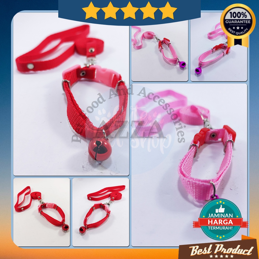 Tali Kalung Kucing Lonceng 14 mm Motif Polos / Harness Kucing / Tali Kalung Kucing Murah / Aksesoris Tali Kalung Kucing / Tali Tuntun Kucing