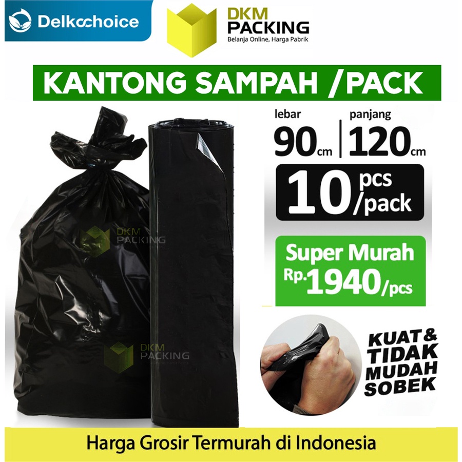 KANTONG PLASTIK SAMPAH 90x120cm TRASH BAG JUMBO HITAM TEBAL TERMURAH SATUAN