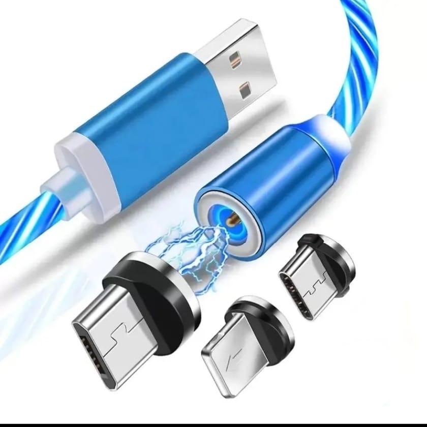 Kabel Data Magnetic LED 3in1 include Micro usb + iPhone usb + Type C usb