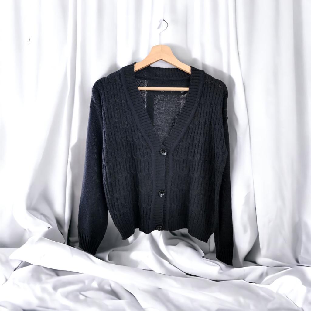SWEATER KARDIGAN WANITA BAHAN RAJUT MOTIF CABLE OUTHER