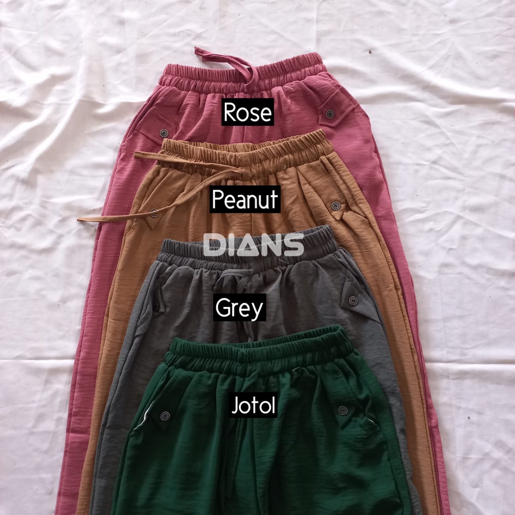 Baggy Pants Crinkle Tali Kancing Saku / Celana Baggy Pants Airflow