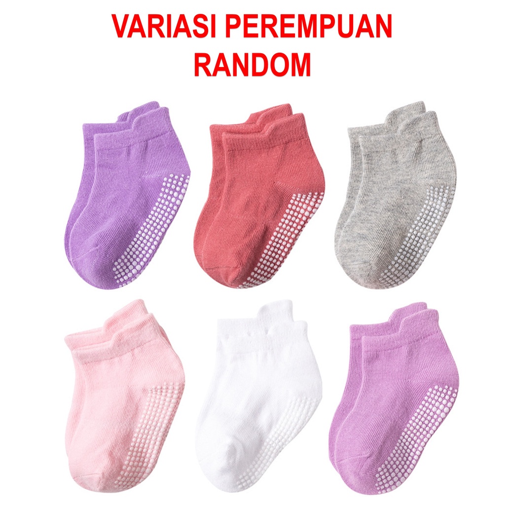 MMM Kaos Kaki Bayi Anti Slip Pendek Motif Polos 6479 Kaos Kaki Anak Perempuan Laki Laki Polos 3D Lucu Baby Socks Kids Cute Unik Anti Slip Murah Import