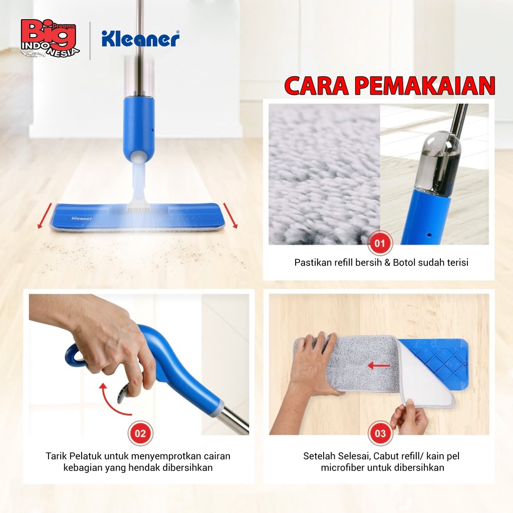 Alat Pel Semprot Kain Microfiber 2 In 1 Spray Mop Pembersih Lantai Kleaner GSA014