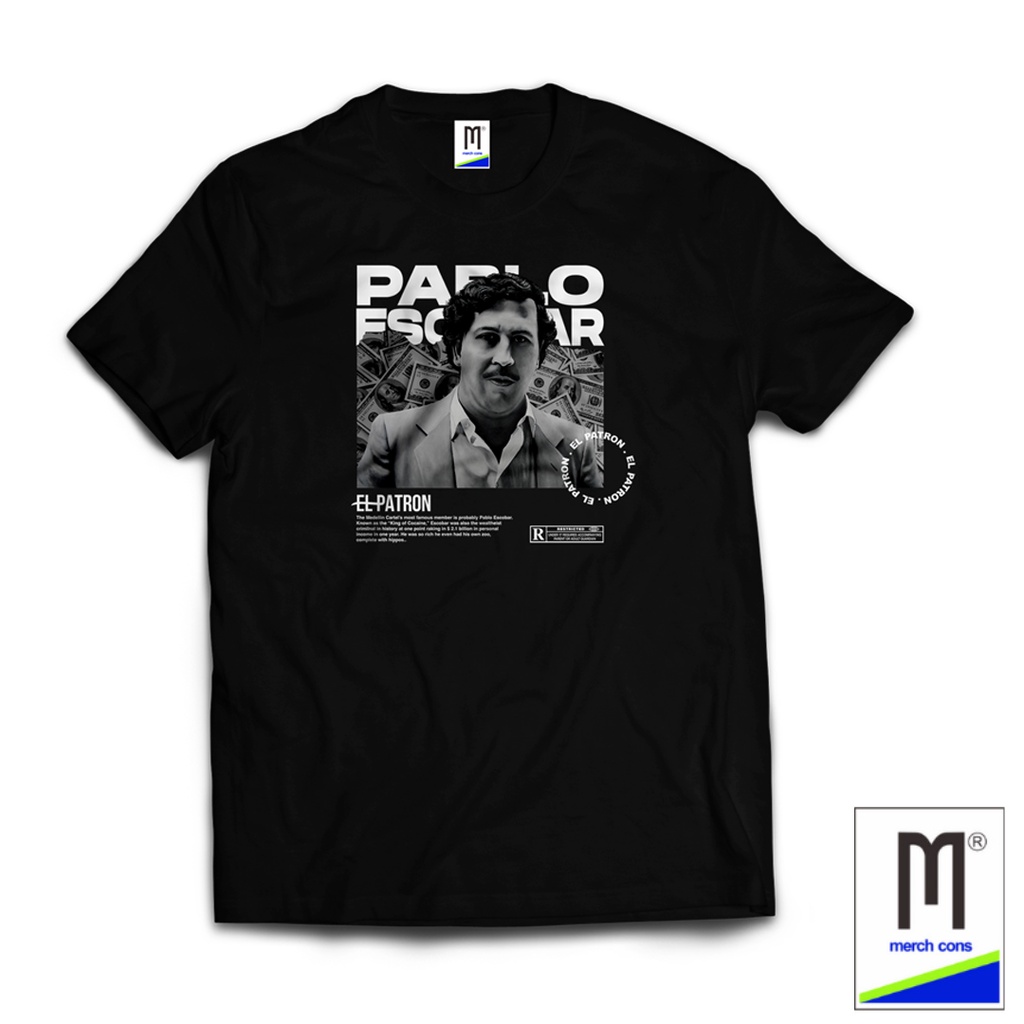 KAOS BAND PABLO ESCOBAR TAG MERCHCONS SIZE LUAR / KAOS MUSIK DISTRO