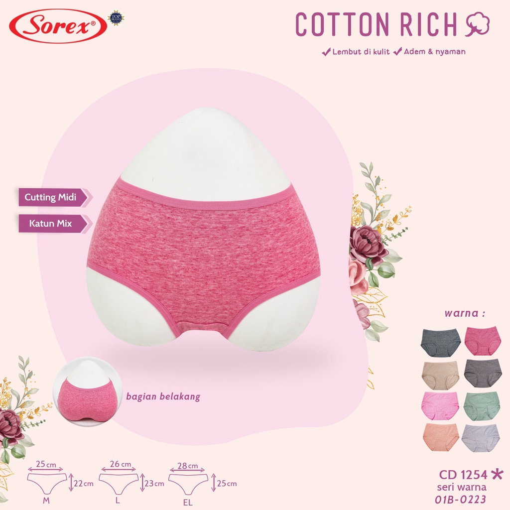 SOREX Cd Basic Cotton Rich 1254 Lembut Super Soft Original Sorex CD Basic Wanita Cotton Rich Katun Premium Mix CD 1254Sorex 1254 | CD Sorex 1254 | Sorex Katun