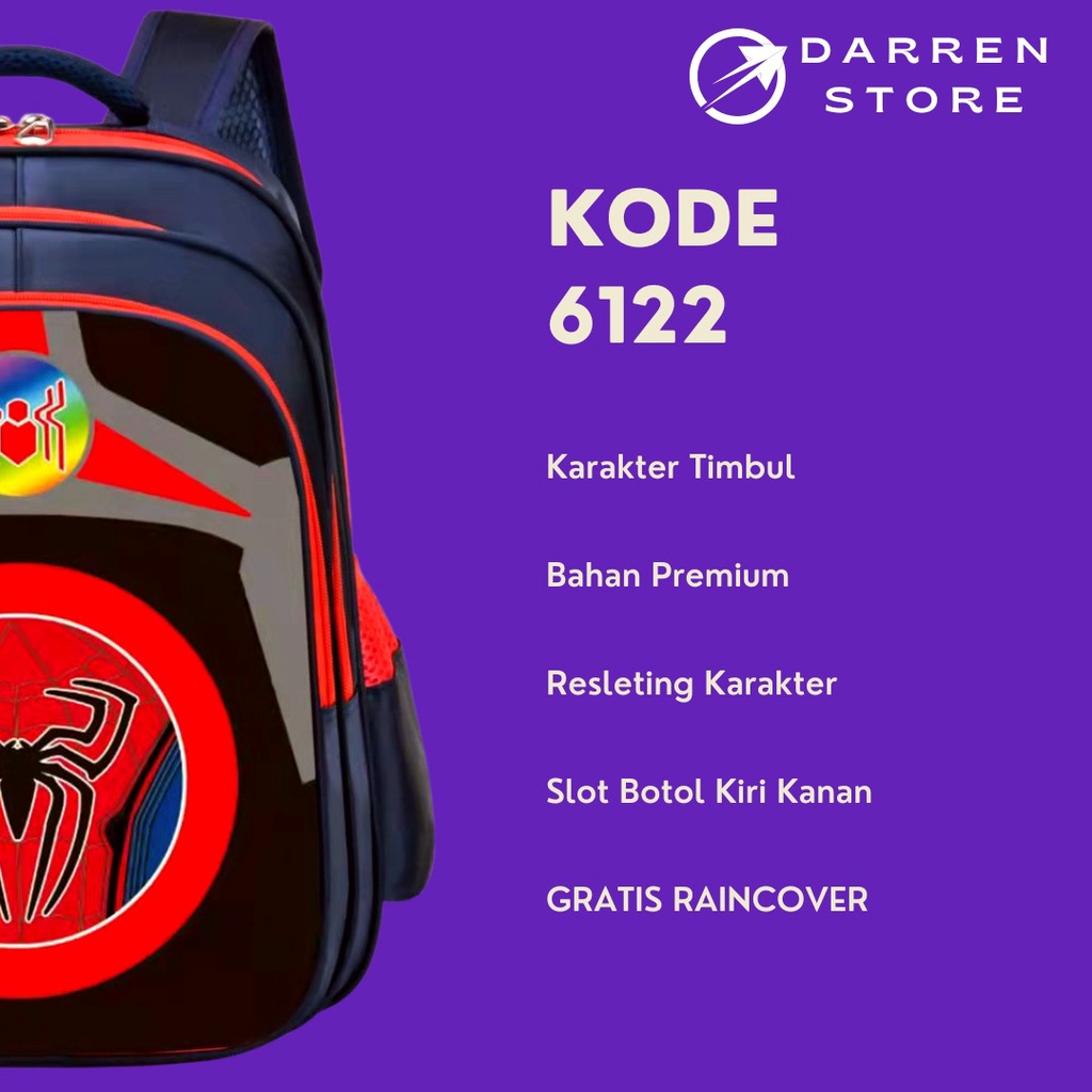 Ransel Sekolah Import DSTR 6112 Tas Anak Laki Laki SD 16inch Gambar Embos Timbul