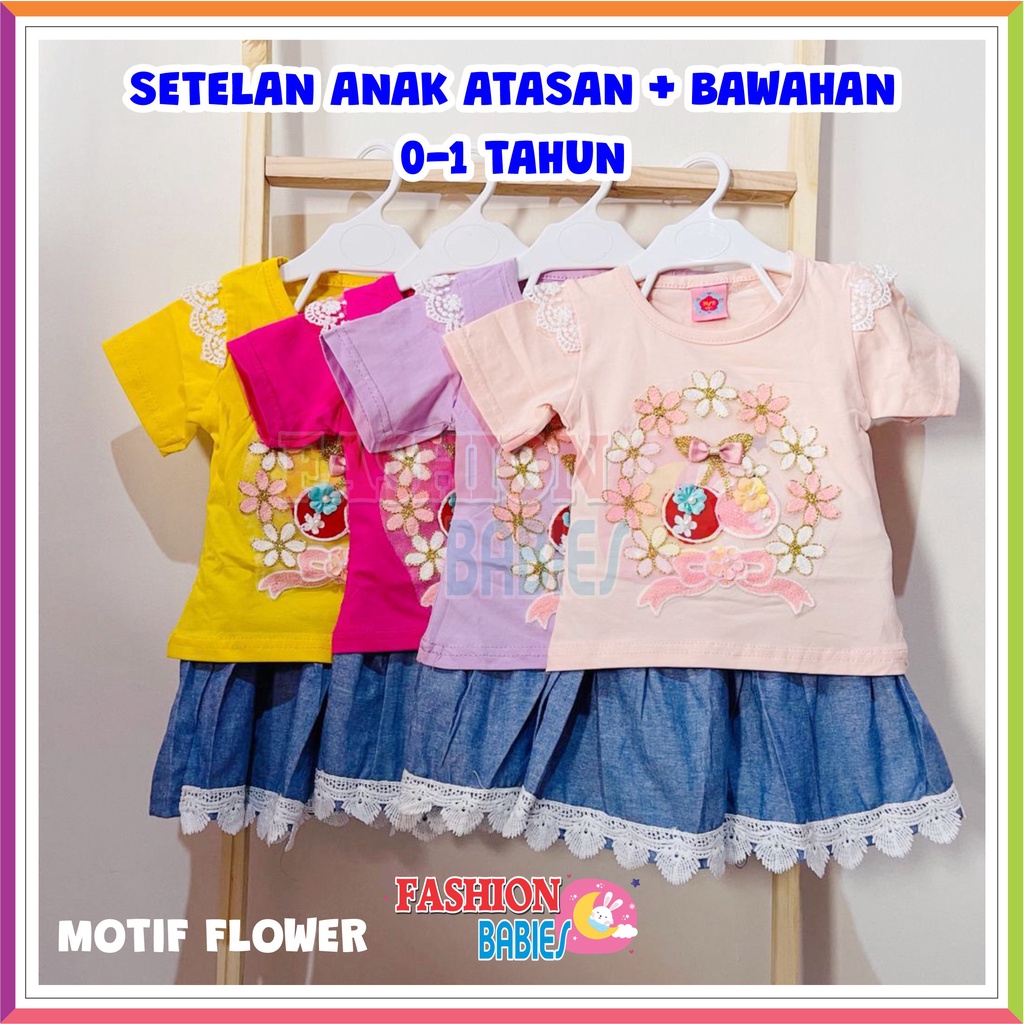 MELODY - SETELAN CELANA JEANS |  ATASAN + BAWAHAN 0-1 TAHUN ❤ Fashionbabies ❤