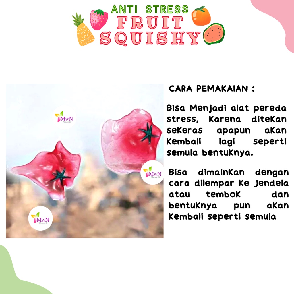 mwn Mainan Fruit Squishy Splash Ball / Bola Pencetan Anti Stress buaH