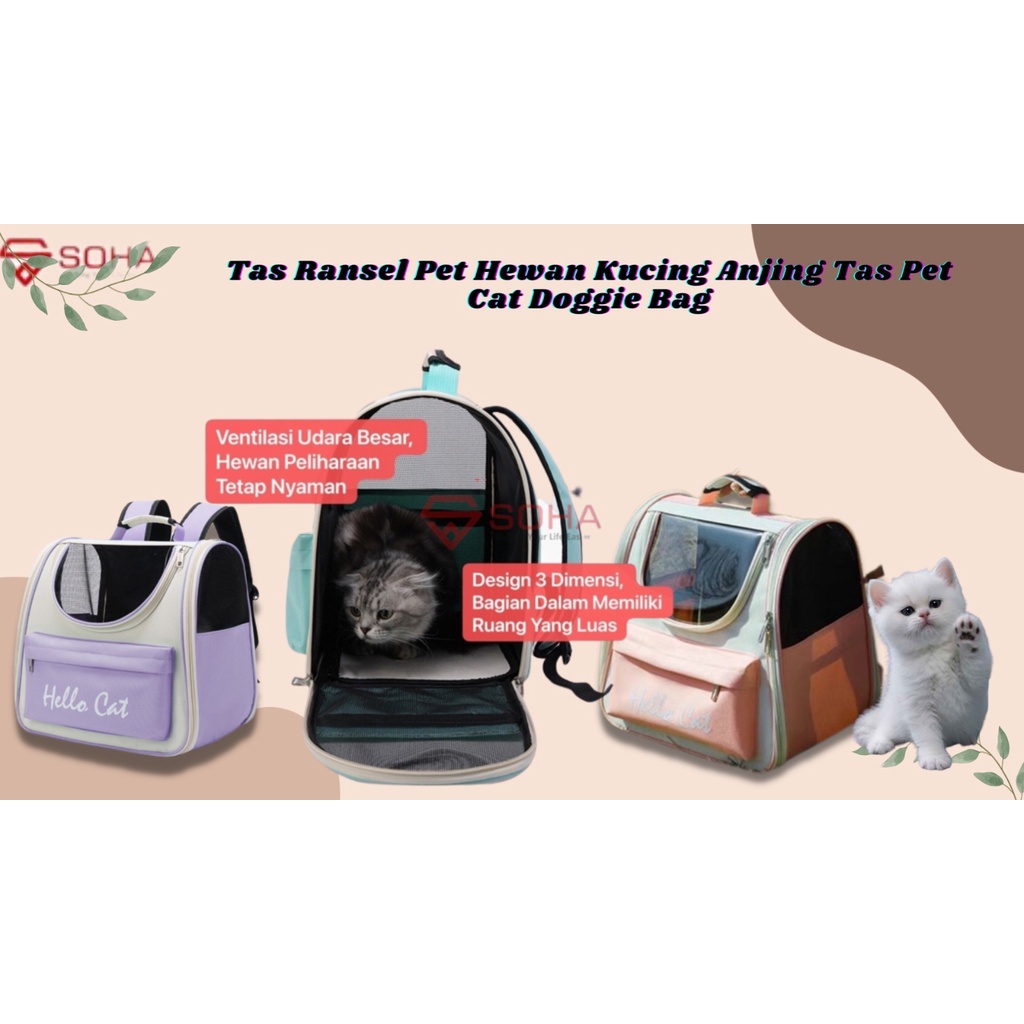 AHP-02 Tas Ransel Pet Hewan Kucing Anjing Bag Travel Pet Bahan Waterproof &amp; Transparan