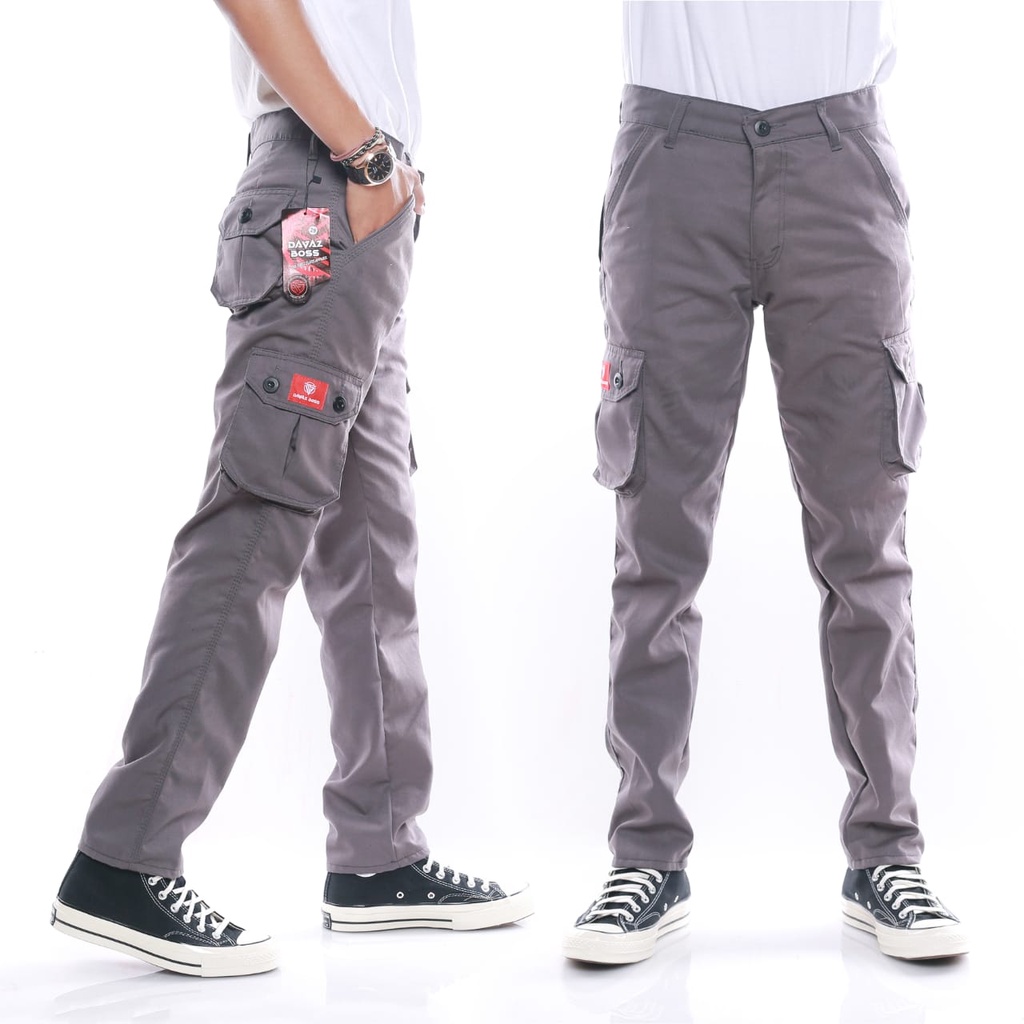 CELANA CARGO PANJANG/CARGO PANJANG DEWASA / CARGO PRIA WARNA GREY-MOCCA-CREAM-HITAM DARI SIZE 27-33