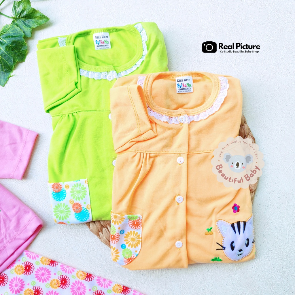 Baby.ou - Setelan Baju Bayi Lengan Panjang Celana Panjang Motif Bordir Cat / Setelan Piyama Bayi Perempuan 3-12 Bulan / Baju Bayi Perempuan Yeiko