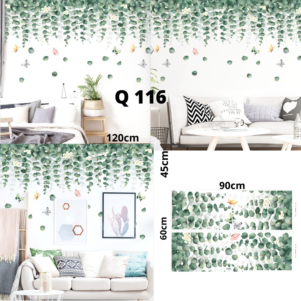 WALLSTICKER WALLSTIKER WALL STIKER SETIKER STICKER DINDING TEMBOK WALLPAPER MOTIF BUNGA DAUN HIJAU GANTUNGAN RUMAH WALSTICKER WALSTIKER WALLPAPER KAMAR TIDUR RUANG TAMU PINTU  SALUR SULUR DAUN POHON JUNTAI BUNGA MATAHARI @banyak