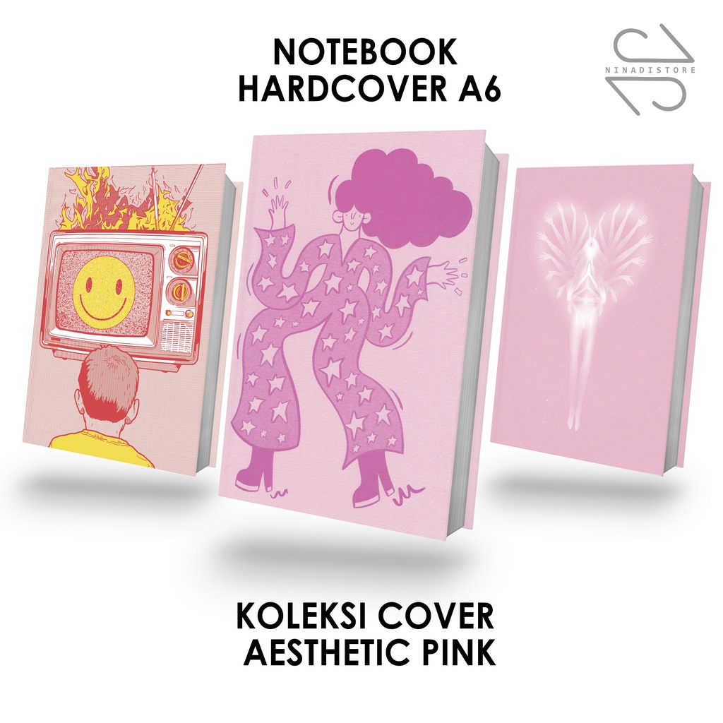 

Pocket Book/Notebook Hardcover A6 isi polos dan garis Gambar AESTHETIK PINK