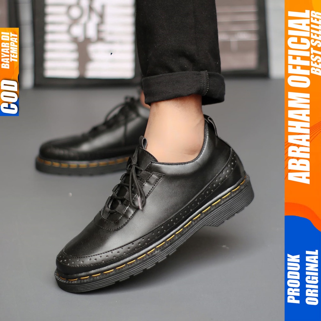 ABRAHAM Sepatu Formal Docmart Pantofel Hitam Pria