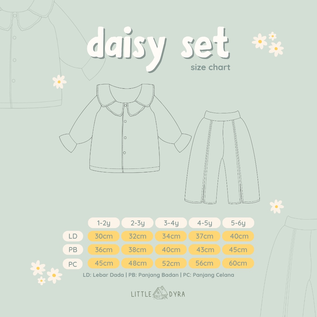 PROMO 7.7 PROMO BAJU LEBARAN MURAH LITTLEDYRA DAISY SET SETELAN BAJU KERAH MOTIF BUNGA ANAK PEREMPUAN SETELAN BAJU ANAK PEREMPUAN BAJU LEBARAN ANAK PEREMPUAN 1-6 TAHUN