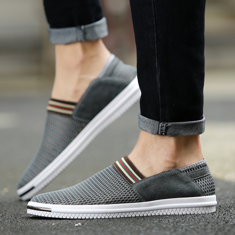 Import Kekinian Musim Panas Nyaman Sepatu Slip On Pria Casual Tanpa Tali Loafer Santai Slop Bernapas Karet Lentur Ringan 272