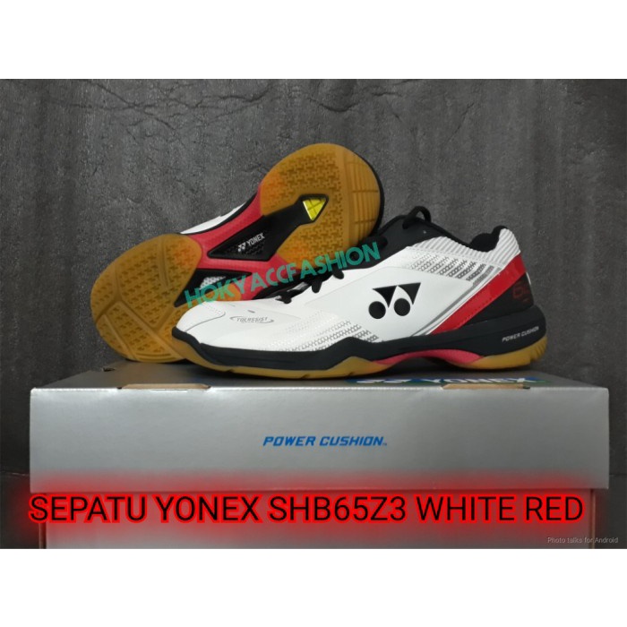 {MentariStore} Sepatu Badminton Yonex Shb 65 Z3 MAN - SHB65Z3MEN White Red Original Murah