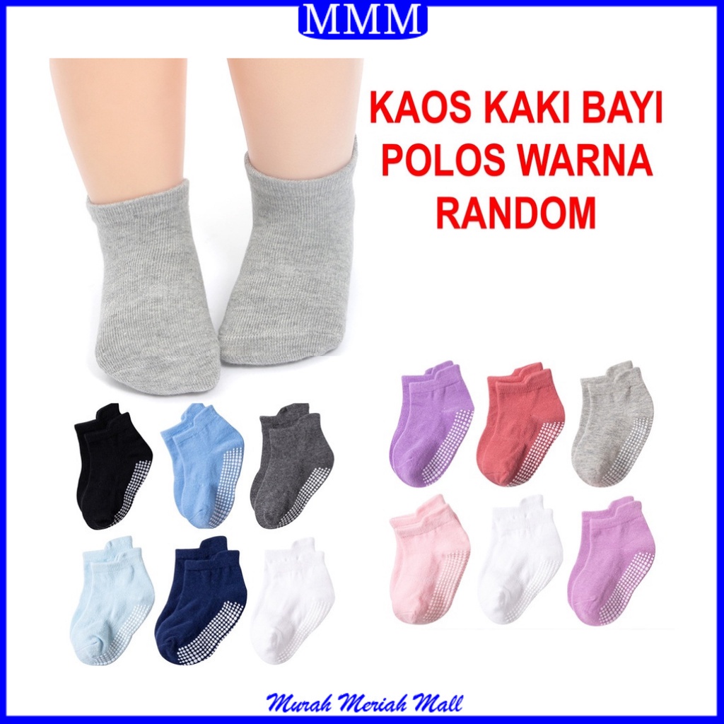 MMM Kaos Kaki Bayi Anti Slip Pendek Motif Polos 6479 Kaos Kaki Anak Perempuan Laki Laki Polos 3D Lucu Baby Socks Kids Cute Unik Anti Slip Murah Import