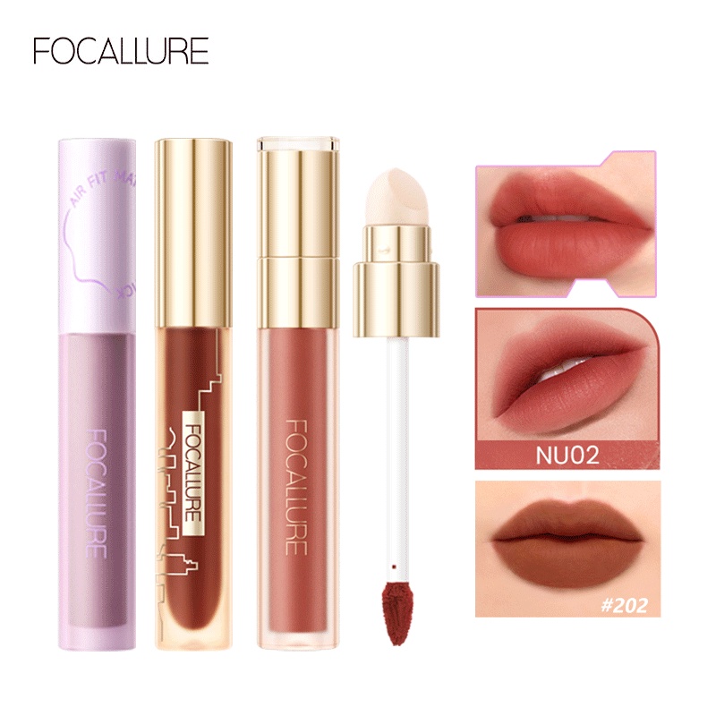 FOCALLURE 3 Pcs Matte Lipstick Long-Lasting Liptint Waterproof Transfer-Proof Lip Tint Lip Gloss Lipstik penjualan panas set 3