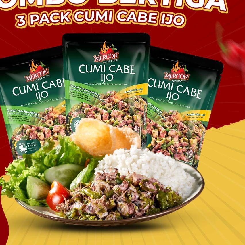 

☟ Mercon Merah Putih - Hemat Combo Bertiga || 3 x Cumi Cabe Ijo ♣