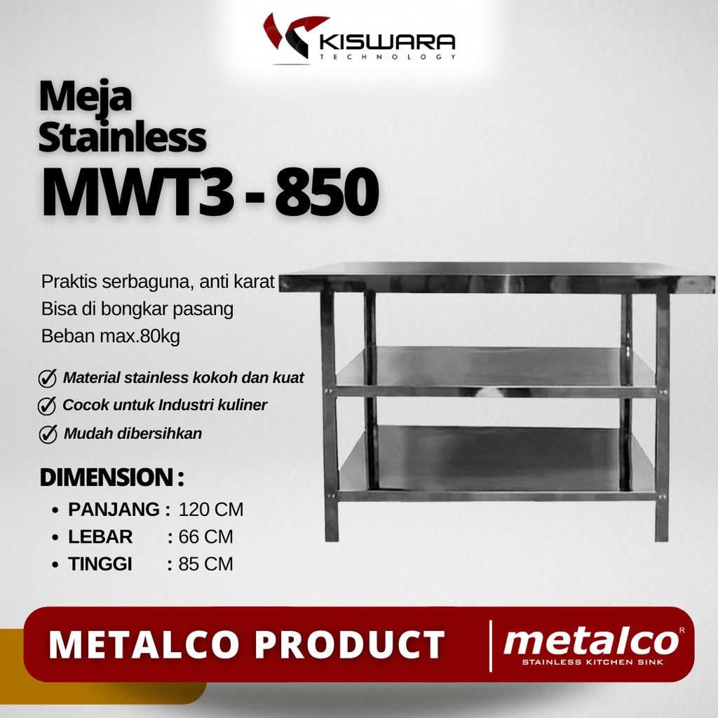 Meja Stainless Steel Metalco MWT3 850