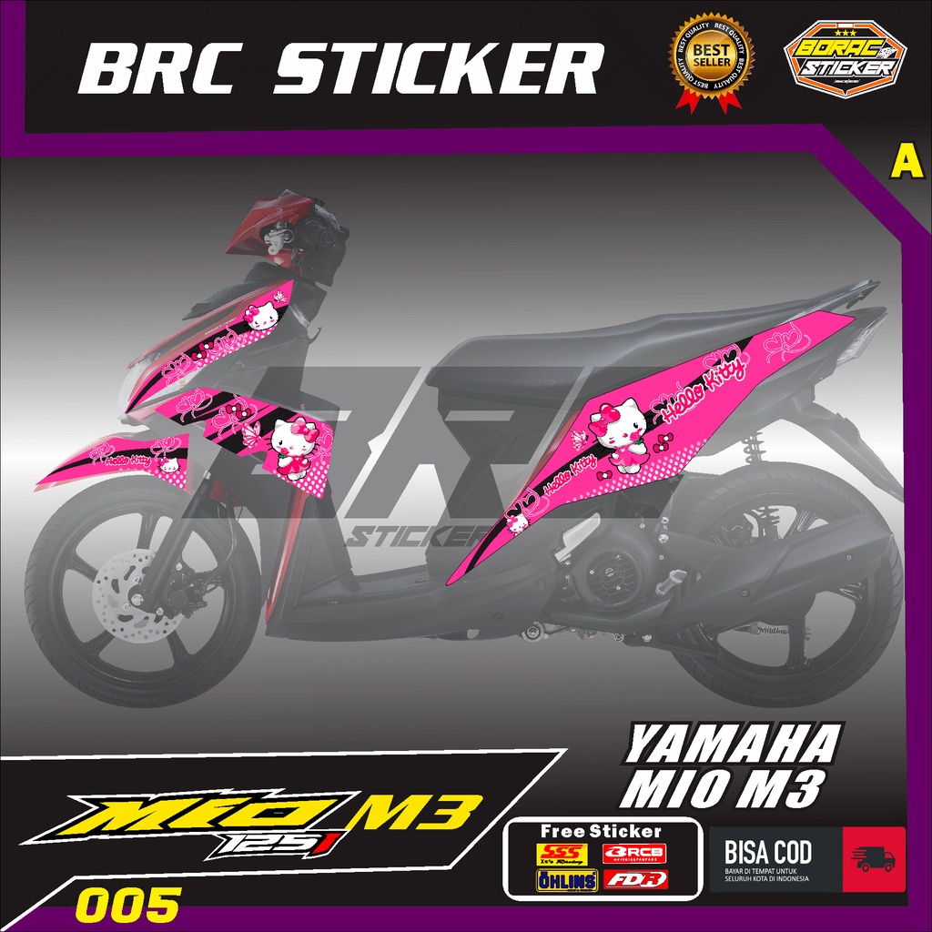 Sticker Striping mio m3 - decal Stiker striping Variasi List HELLO KITTY Motor BRC-005