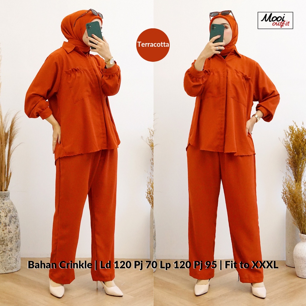 One set Wanita Kekinian  / Setelan Crinkle Jumbo Ld 120