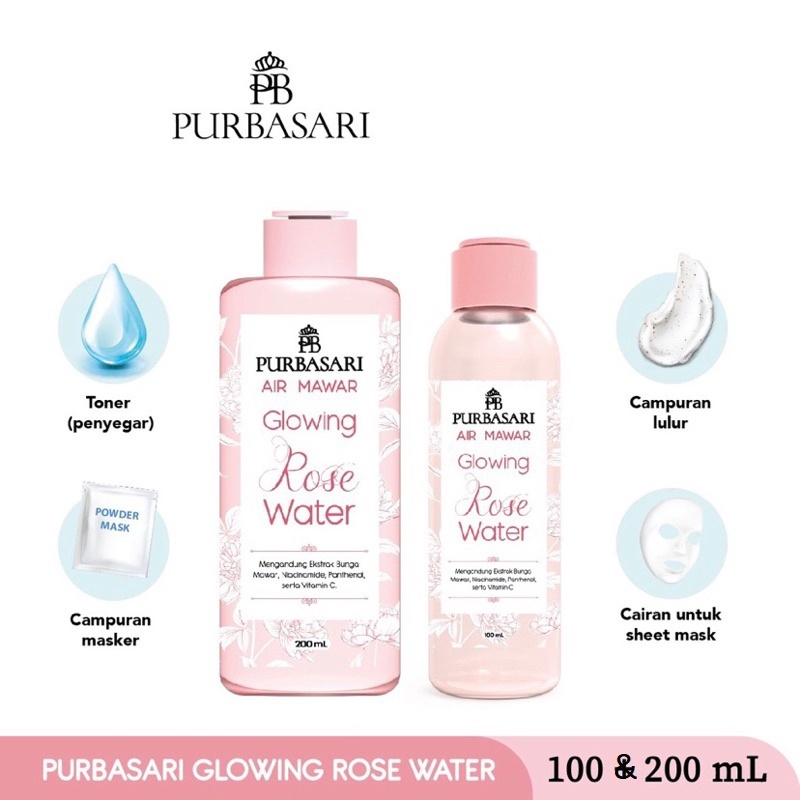 ❤ MEMEY ❤ PURBASARI Glowing Rose Water | Air Mawar 100ml | 200ml