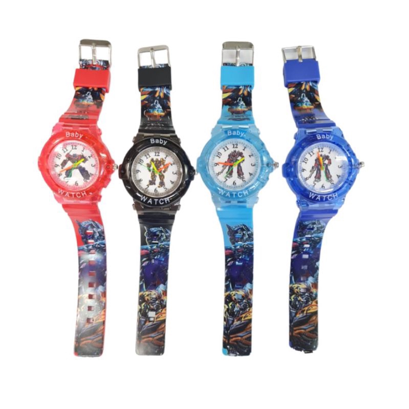 Jam tangan kartun anak anak cewek cowok analog Spiderman, Captain Amerika, Boboiboy, Barbie, Frozen 