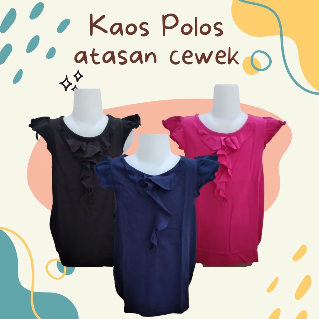 SALE!!! KAOS POLOS 6 - 8 Tahun Atasan Anak Cewek Lengan Pendek &amp; Panjang Size  bahan adem