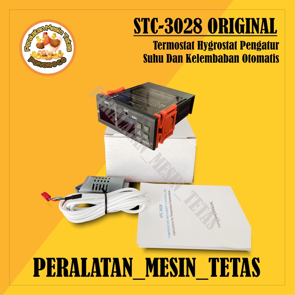 ORIGINAL STC 3028 Termohygrostat 220V Termostat Hygrostat Pengatur Suhu Dan Kelembaban Otomatis
