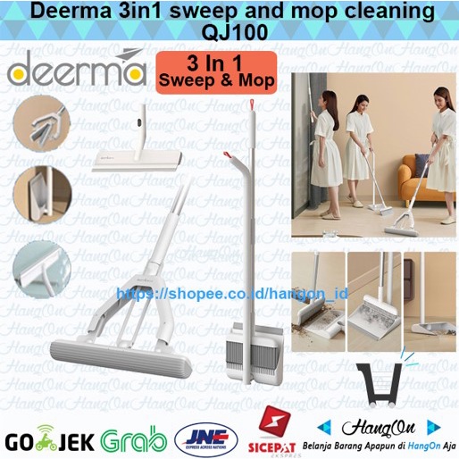 Deerma QJ100 3-in-1 Sweep and Mop Cleanze Cleaning Kit Sapu Pel Wiper Alat Pel Menyapu Perawatan Rumah Lantai Serbaguna Praktis