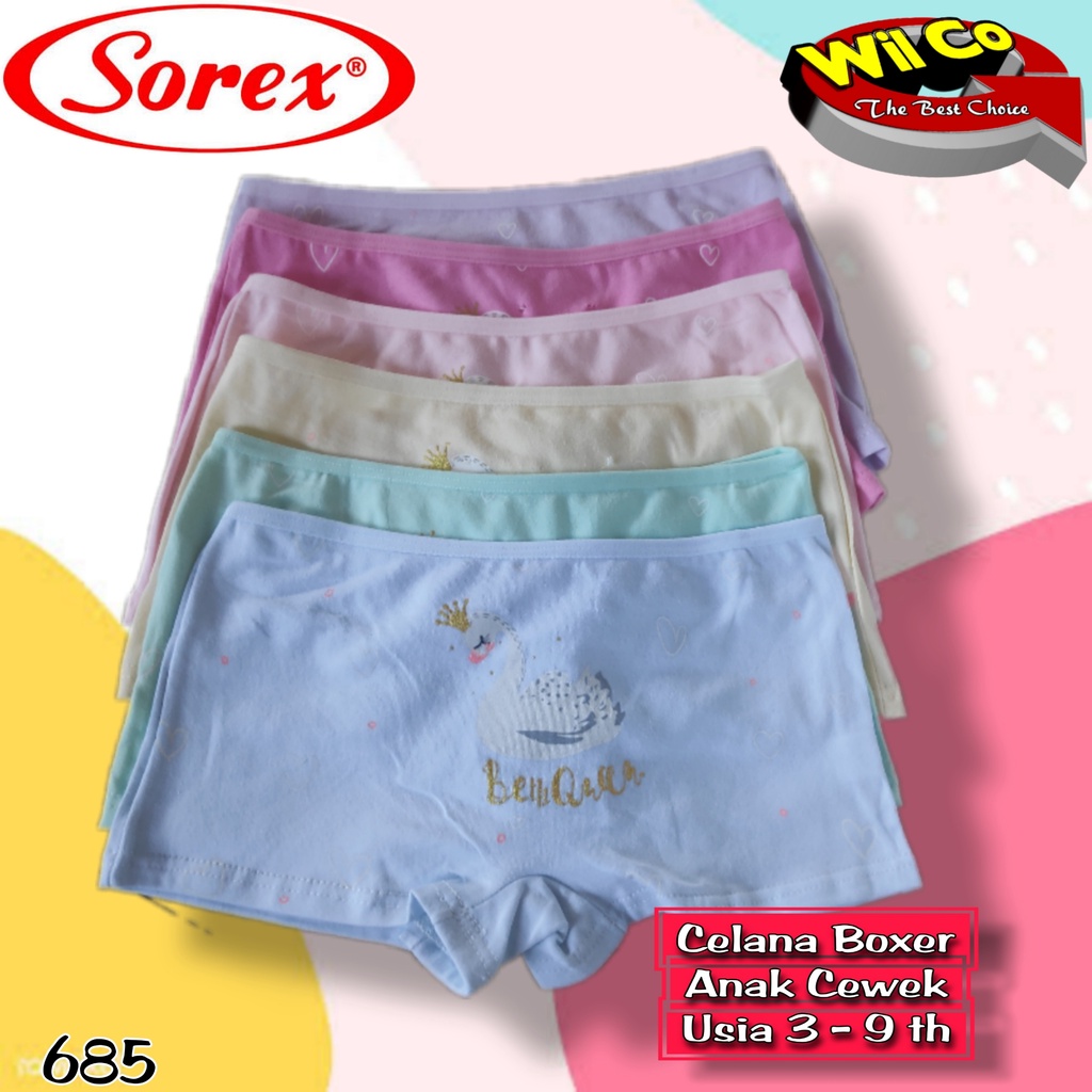 K685 - CELANA DALAM BOXER ANAK WANITA SOREX SIZE M - XL HARGA PER 1 PCS