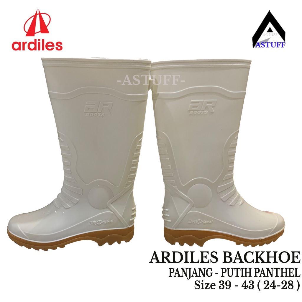 Sepatu Boot Tinggi ARDILES BACKHOE / CRANE PUTIH PANTHEL - Sepatu Motor Tangguh