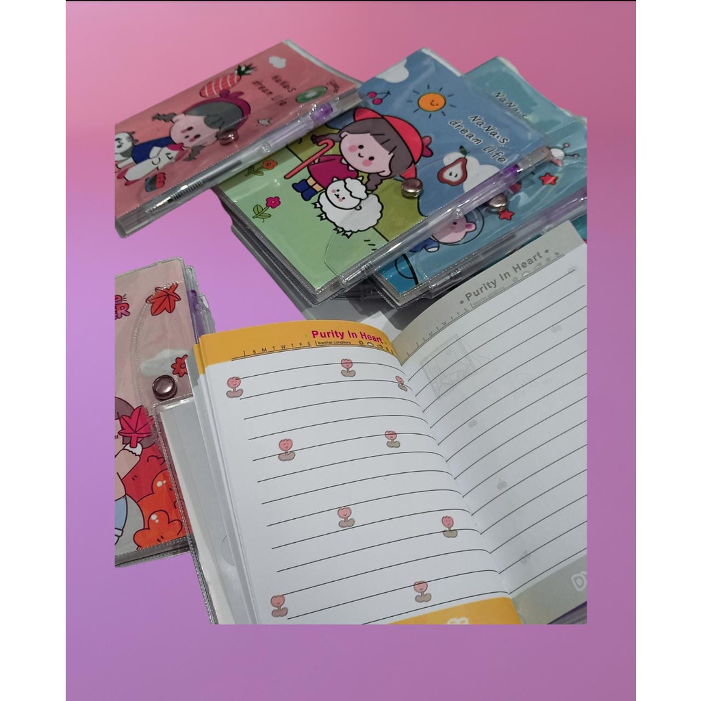 

BUKU KECIL PLUS BOLPOIN DIARY/NOTEBOOK KECIL /BUKU CATATAN KECIL PLUS BOLPOIN BERKARAKTER