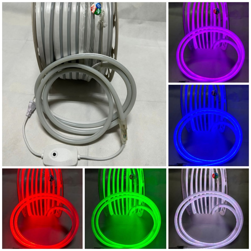 NEON FLEX LED SELANG RGB FUL COLOR 16 WARNA 220V KOMPLIT FLASER 10 MTR