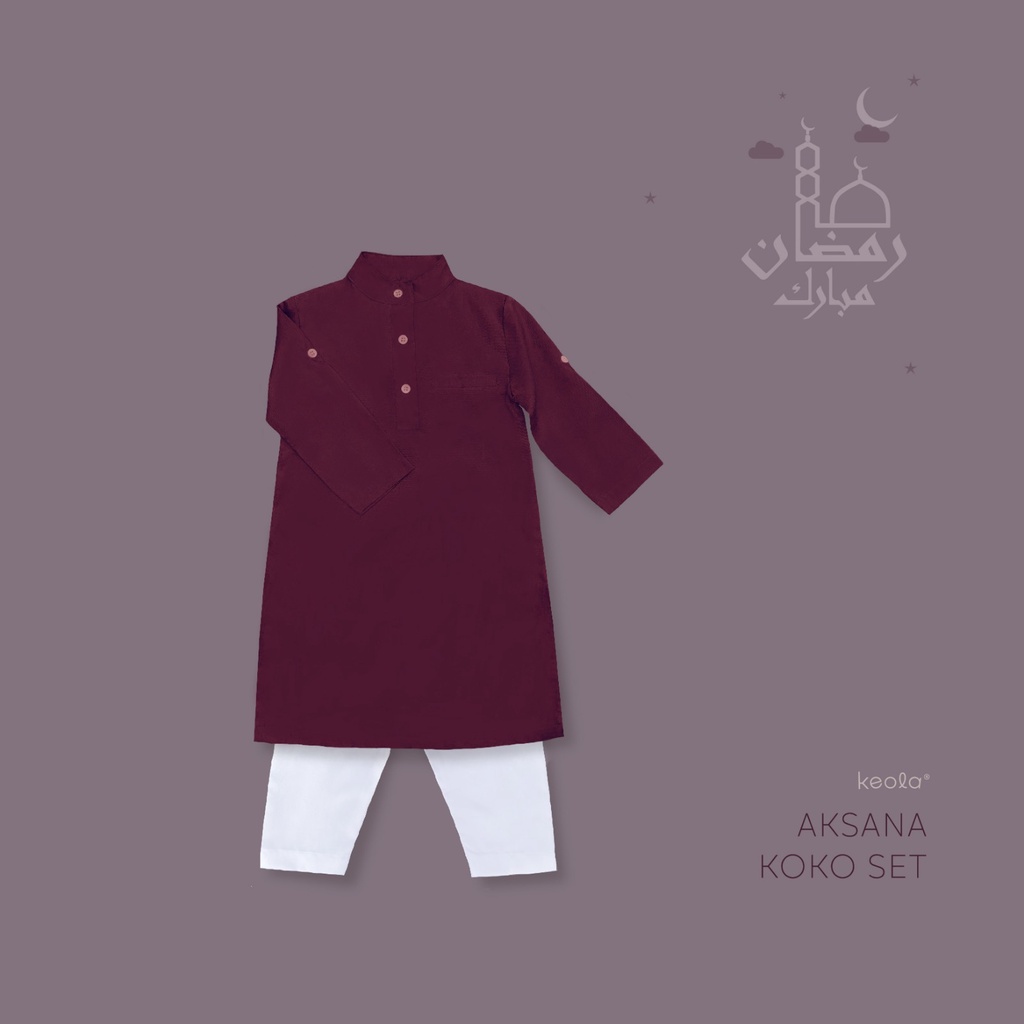 MD - MD-Keola Setelan Baju Koko Anak Aksana Series (Setelan Muslim Koko Set Anak) Usia 1 – 6 Tahun / Premium Cotton Koko Set Tee Kekinian terbaru