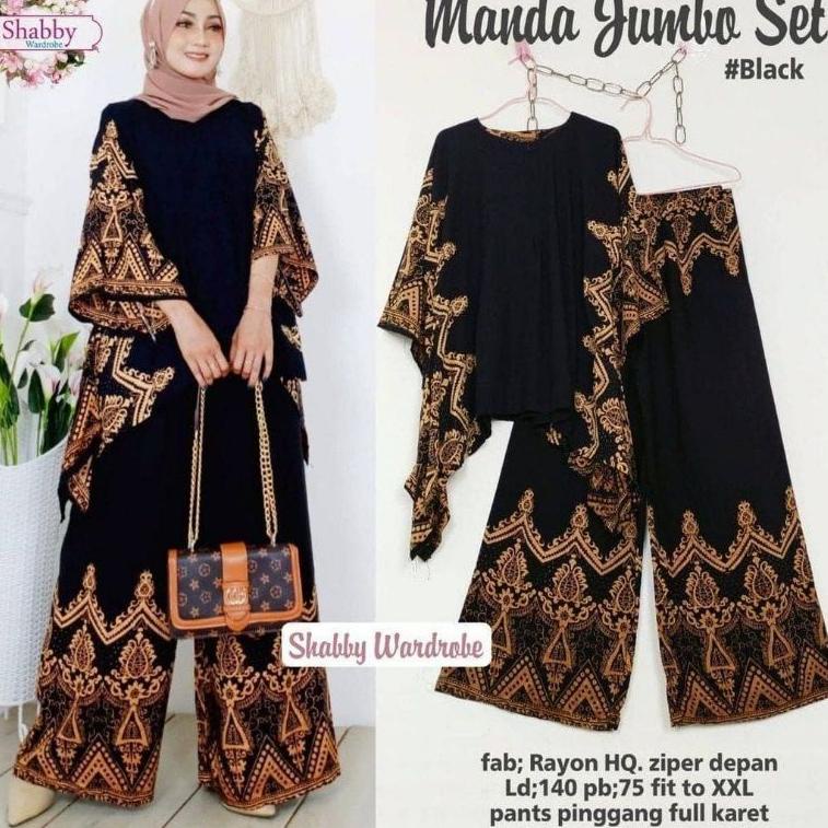 berkualitas Daster Setelan CP Waka Motif Bunga Mekar /  waka Ori Naura Rena Set Selosa Set belkang