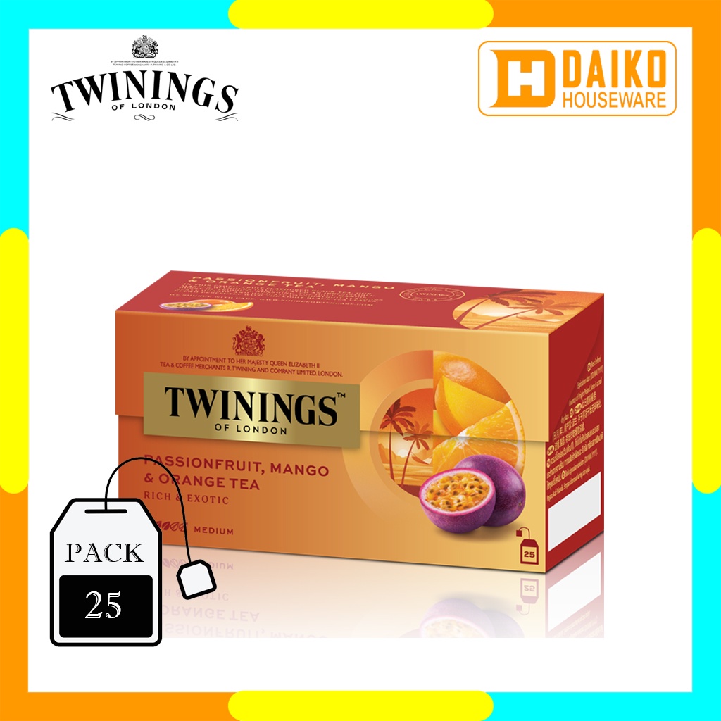 Teh Hitam Celup Twinings Passionfruit Mango &amp; Orange 25 x 2gr Tea Bags Teh Hitam Kantong Rasa Buah Markisa &amp; Jeruk