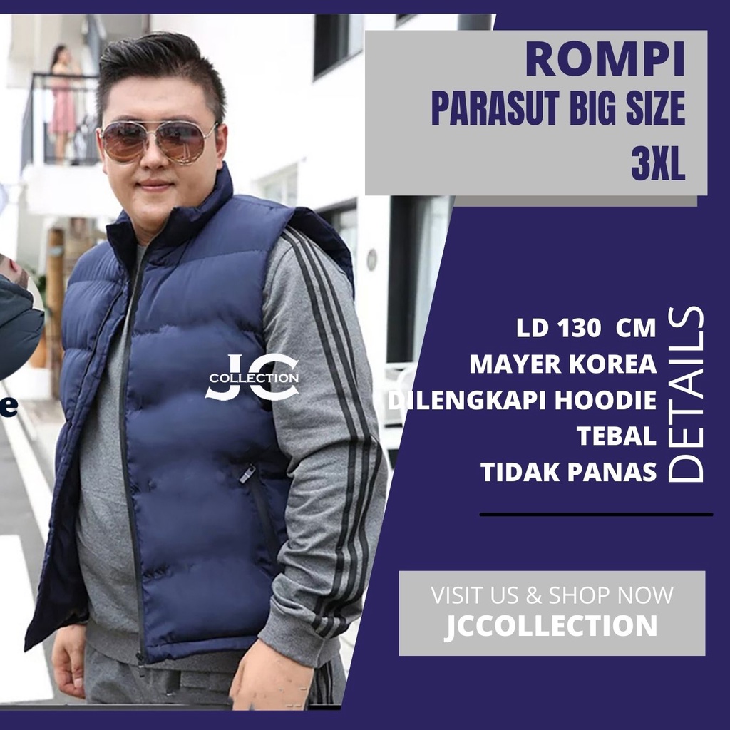 Rompi Parasut Pria Big Size 3XL LD 130 cm / Rompi Motor Pria Jumbo  - JCCollections