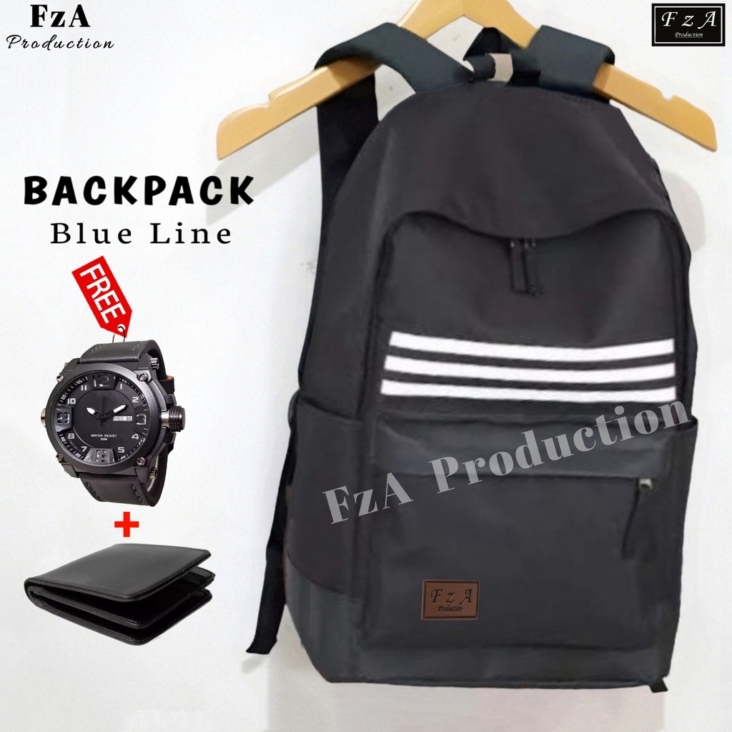 FzA Official - Tas Ransel Gendong Laptop Distro Sekolah Kuliah Pria Wanita Backpack Original Tas Punggung Laptop - Black LN