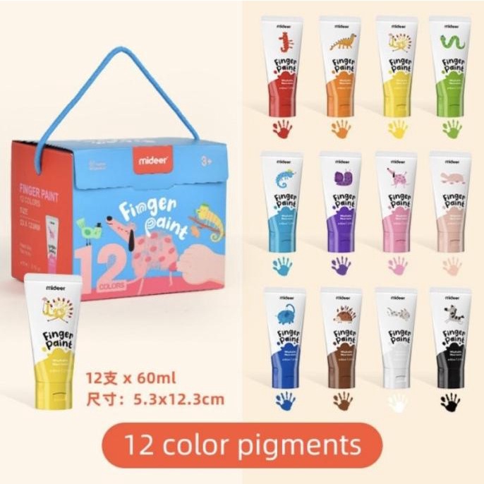 

MURAH Mideer Finger Paint 12 Colours Washable Cat Air Mainan Edukasi Anak