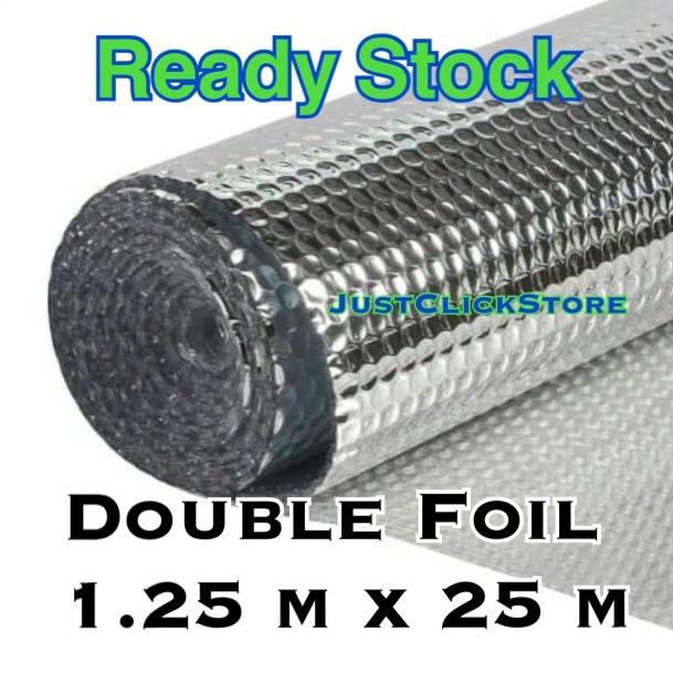 ALUMINIUM FOIL BUBBLE DOUBLE PEREDAM PANAS INSULASI ATAP ROLL GENTENG