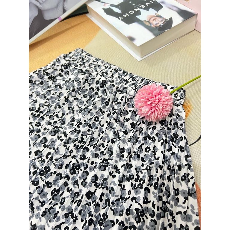 Pleated skirt korean style | rok plisket wanita motif bunga melati