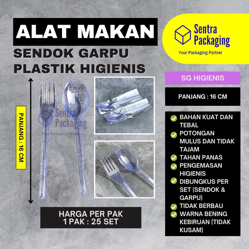 Sendok Garpu Set / Set Sendok Garpu Plastik Bening Higienis isi 25 Set