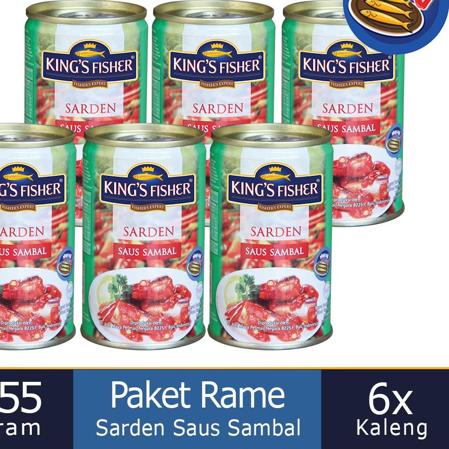 

☁ King's Fisher Paket 6 pcs Sarden mini saus sambal Makanan Kaleng 155 gr ⅎ