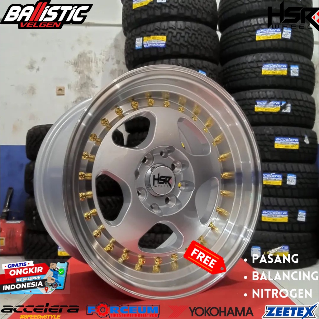 VELG CELONG R15 HSR BURN LEBAR 7-8,5 LUBANG BAUT 4X100-114 SILVER CHROME PELEK RING 15 BUAT AGYA,AYL